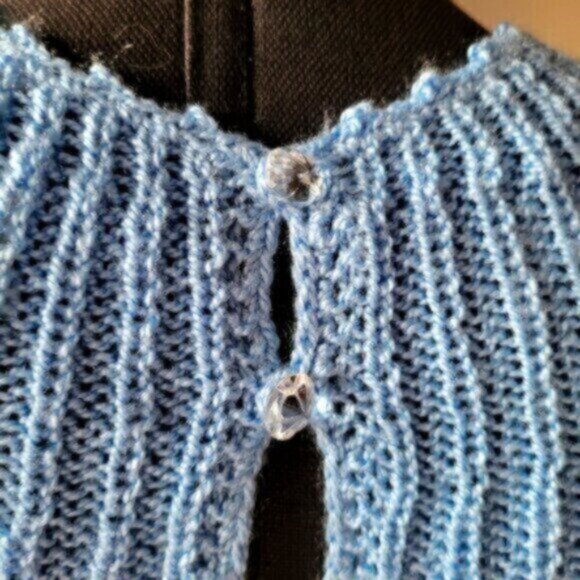 Handmade knit Sweater Blue Sz L-XL - Picture 11 of 13